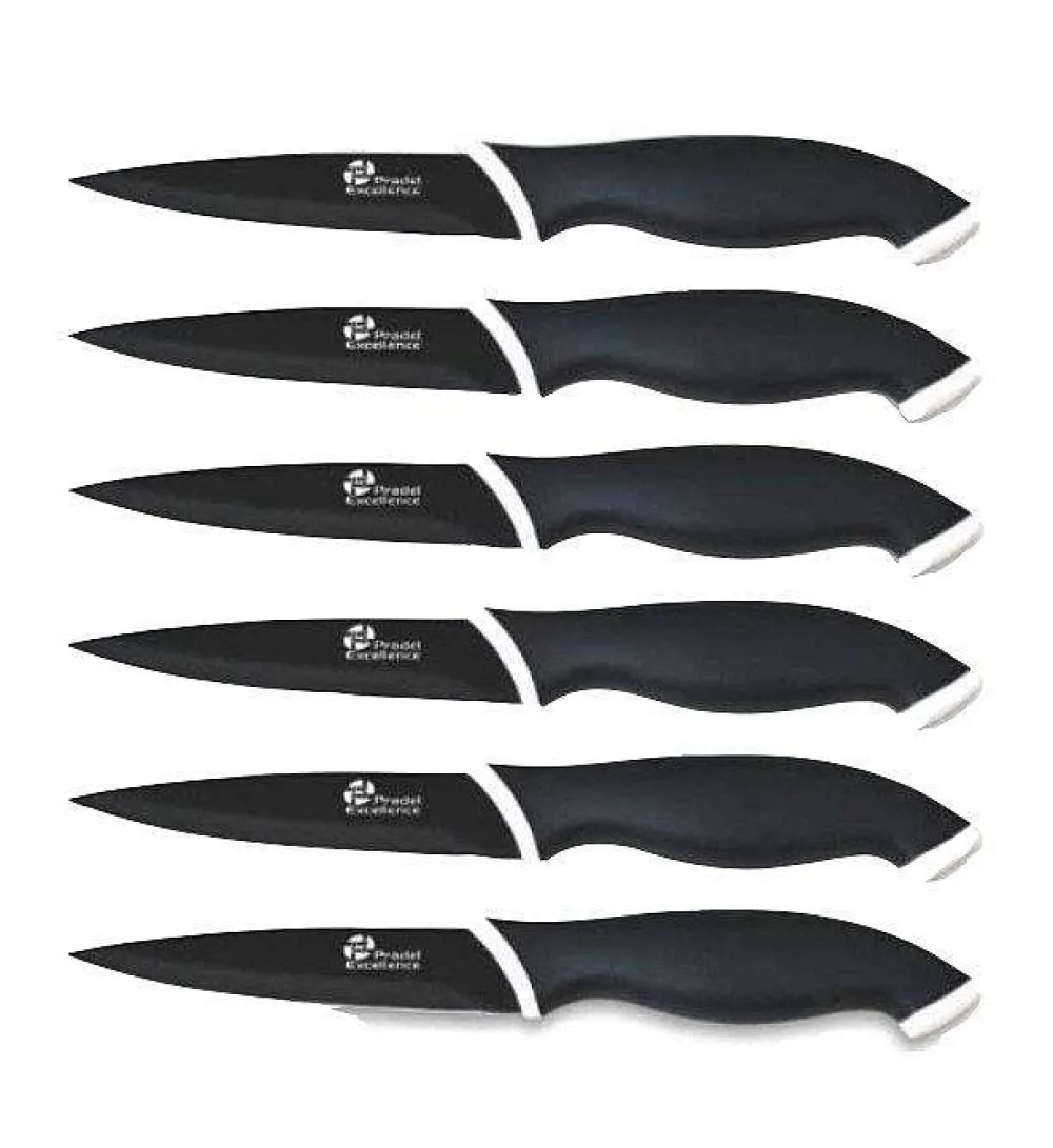 Preparation|* Coffret 6 Couteaux Lames Anti Adherentes Noires