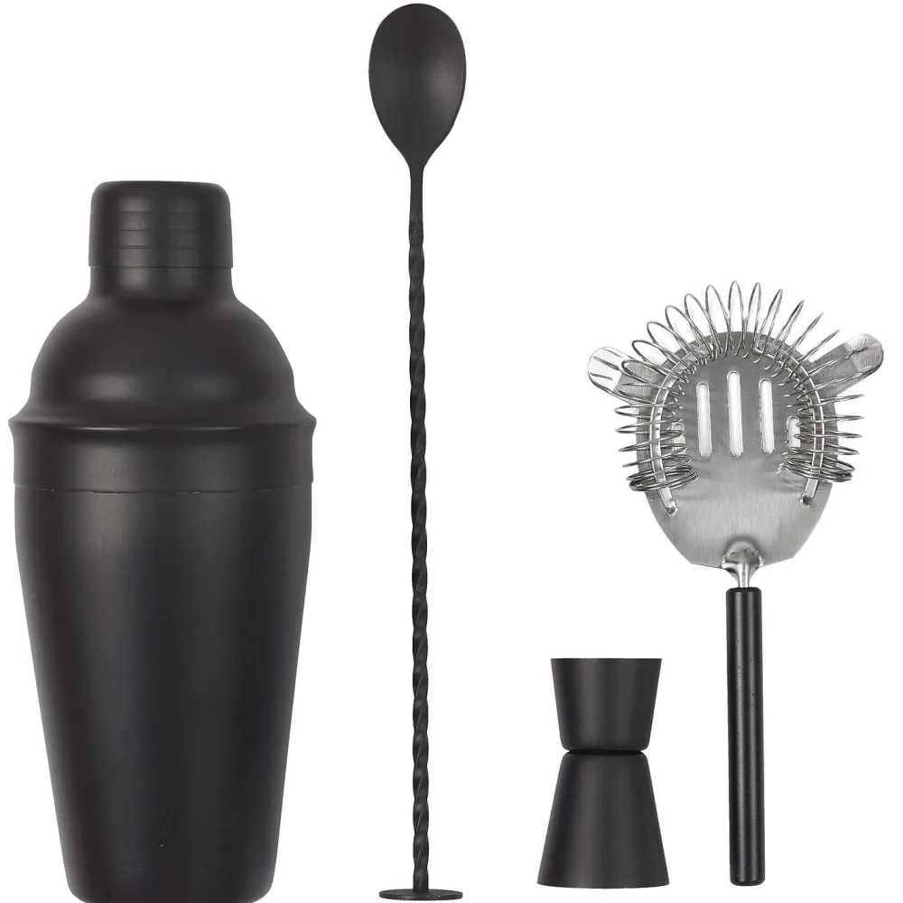 Cocktails Et Boissons|* Coffret A Cocktail 4 Accessoires Noirs
