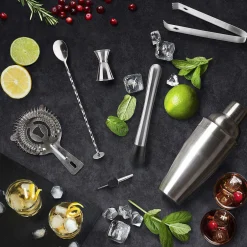 Cocktails Et Boissons|* Coffret A Cocktail Support Bambou