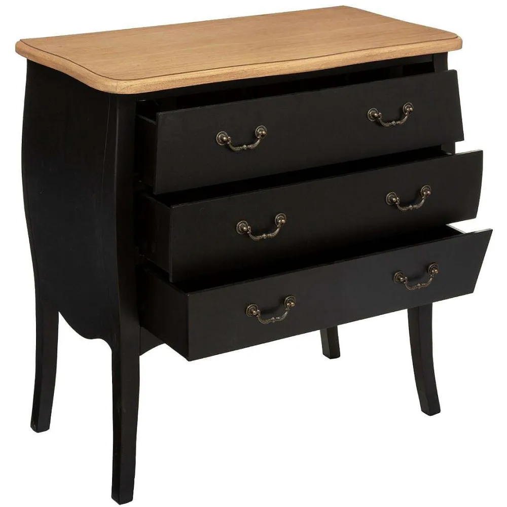 Atmosphera Commodes>Commode 3 Tiroirs Noir Chrysa