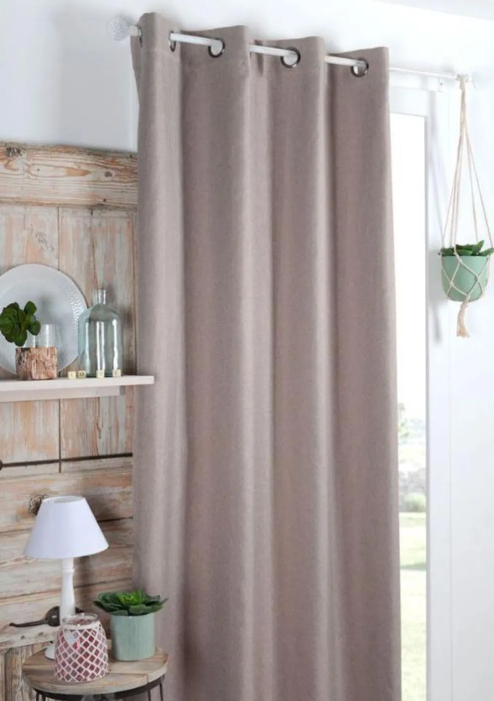 maxibazar Copenhague Occultant Polaire 140X260Cm Lin- Rideaux Occultants Et Coussins