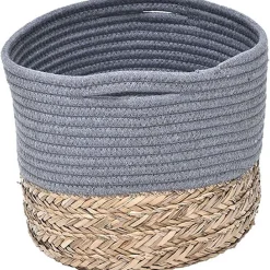 Rangements Deco|* Corbeille Ovale Gm Coton Matiere Vegetale Gris Naturel