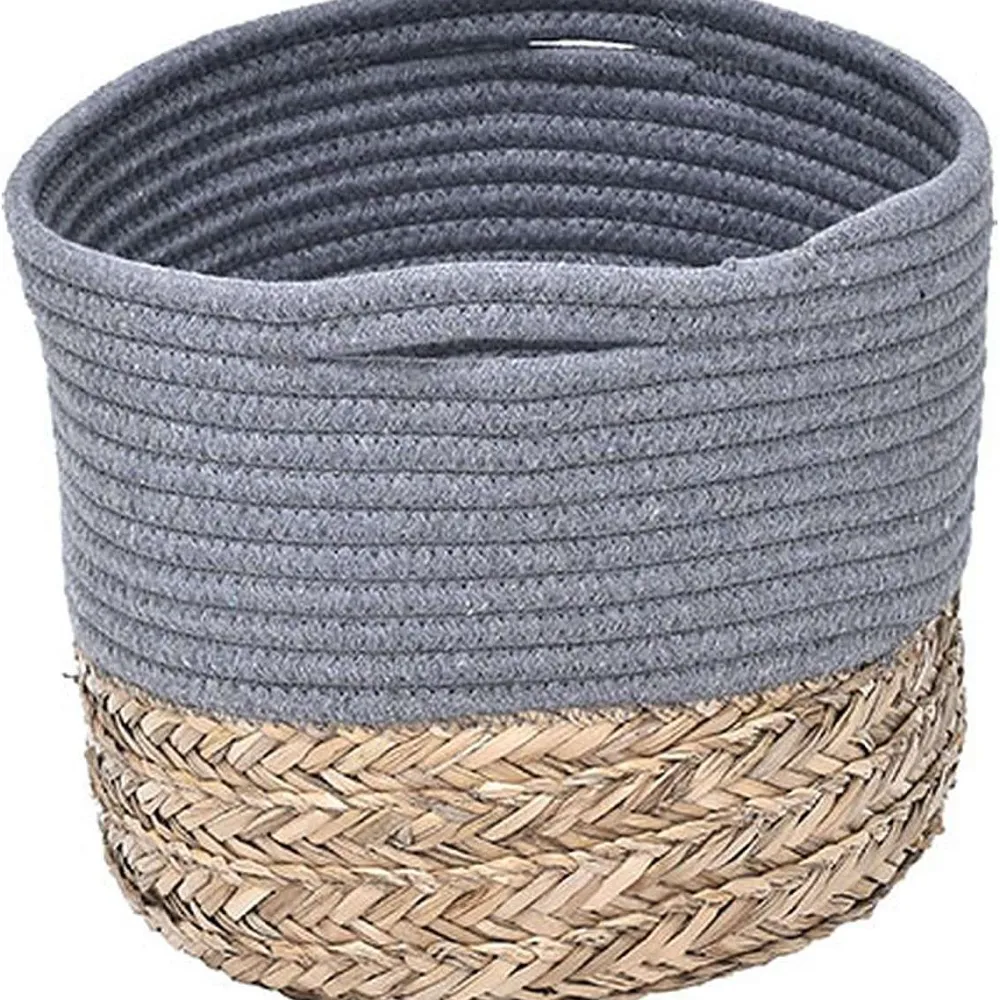 Rangements Deco|* Corbeille Ovale Gm Coton Matiere Vegetale Gris Naturel