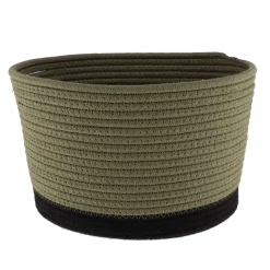 Rangement Salle De Bain|* Corbeille Ovale Grand Modele Coton 32X25Cm Kaki Noir