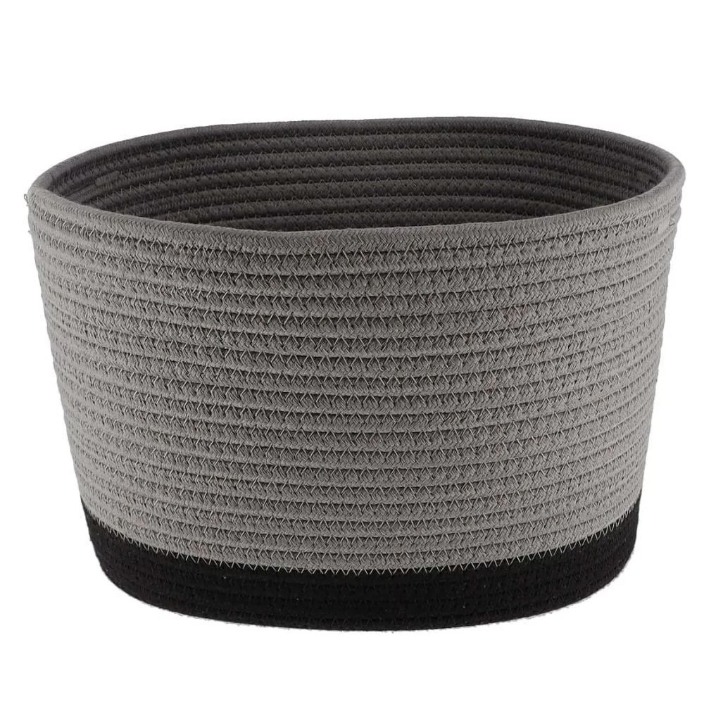 Rangement Salle De Bain|* Corbeille Ovale Grand Modele Coton 32X25Cm Gris Noir