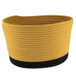 Rangement Salle De Bain|* Corbeille Ovale Grand Modele Coton 32X25Cm Ocre Noir