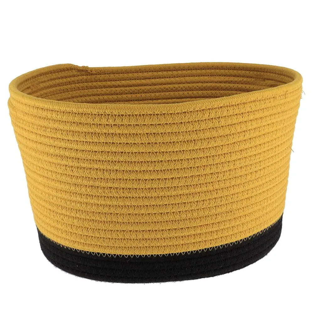 Rangement Salle De Bain|* Corbeille Ovale Grand Modele Coton 32X25Cm Ocre Noir