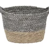 Rangements Deco|* Corbeille Ovale Matiere Vegetale D.32X25X20Cm Naturel Gris