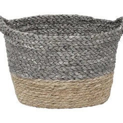 Rangements Deco|* Corbeille Ovale Matiere Vegetale D.32X25X20Cm Naturel Gris