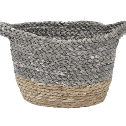 Rangements Deco|* Corbeille Ovale Matiere Vegetale D.30X22X17Cm Naturel Gris