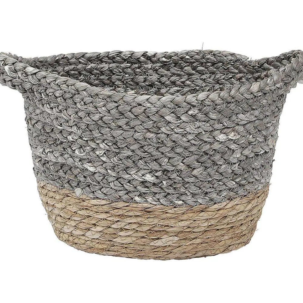 Rangements Deco|* Corbeille Ovale Matiere Vegetale D.30X22X17Cm Naturel Gris