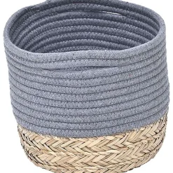 Rangements Deco|* Corbeille Ovale Mm Coton Matiere Vegetale Gris Naturel