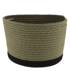 Rangement Salle De Bain|* Corbeille Ovale Moyen Modele Coton 28X22.5Cm Kaki Noir