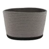 Rangement Salle De Bain|* Corbeille Ovale Petit Modele Coton 25X20Cm Gris Noir