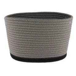 Rangement Salle De Bain|* Corbeille Ovale Petit Modele Coton 25X20Cm Gris Noir