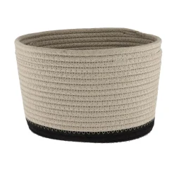 Rangement Salle De Bain|* Corbeille Ovale Petit Modele Coton 25X20Cm Ficelle Noir