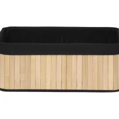 Rangements Deco|* Corbeille Rectangle 40X28X16Cm Bambou Tissu Noir