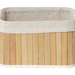 Rangements Deco|* Corbeille Rectangle 22X16X14Cm Bambou Tissu Lin