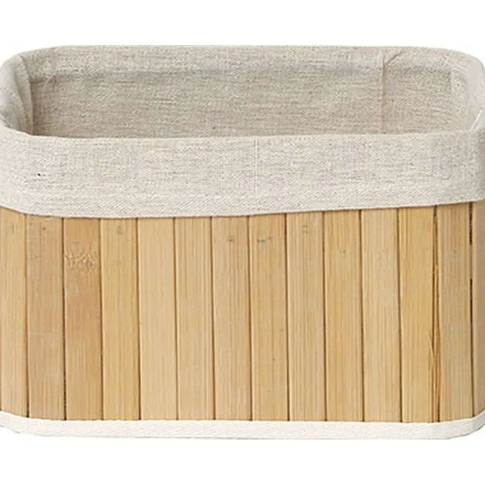 Rangements Deco|* Corbeille Rectangle 22X16X14Cm Bambou Tissu Lin