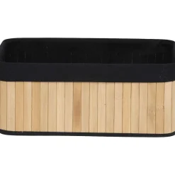Rangements Deco|* Corbeille Rectangle 37X25X15Cm Bambou Tissu Noir