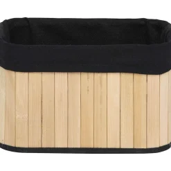 Rangements Deco|* Corbeille Rectangle 22X16X14Cm Bambou Tissu Noir