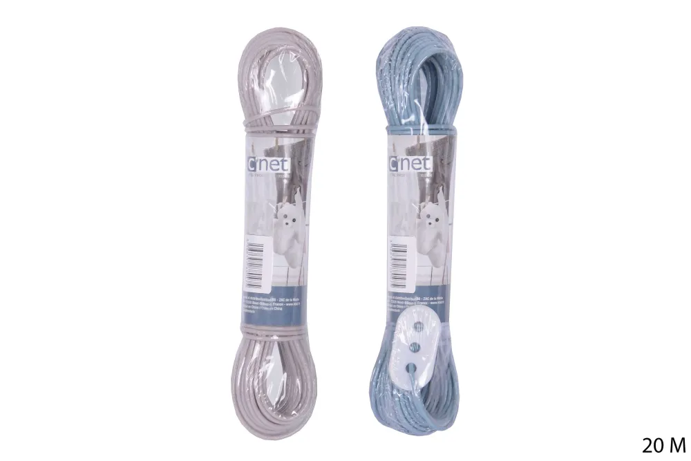 Soin Du Linge|* Corde A Linge 20M Fil Metal Grege Et Bleu