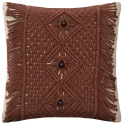 maxibazar Coussin Bande Macrame Alicante 40X40Cm- Textile Deco