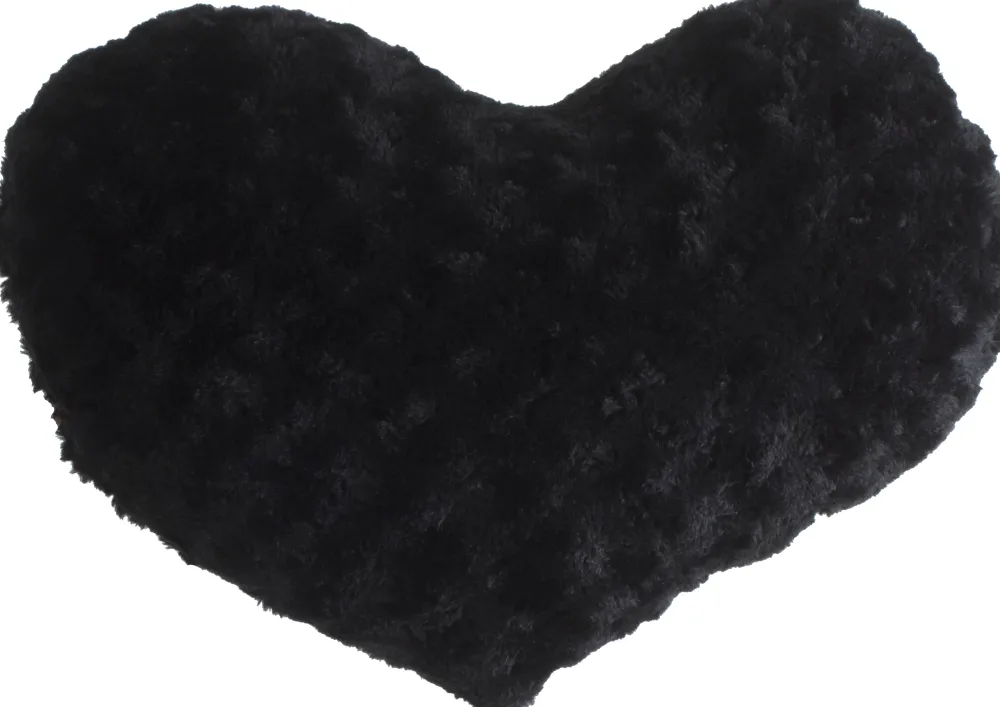 Atmosphera Coussin Coeur Boucle Noir 28X36Cm- Plaids