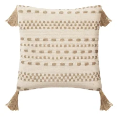 maxibazar Coussin Coton Jute Botanic Ivoire 40X40Cm- Textile Deco