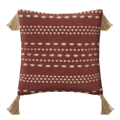 maxibazar Coussin Coton Jute Botanic Terracotta 40X40Cm- Textile Deco