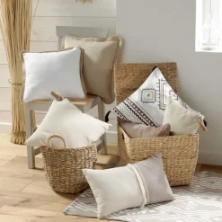 maxibazar Coussin Dehous Franges 30X50Cm Coton Recycle Jute Chanez- Coussins Deco