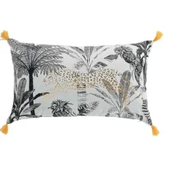 maxibazar Coussin Dehous Pompons 30X50Cm Coton Recycle Imp Leogold- Coussins Deco
