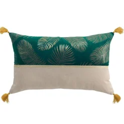 maxibazar Coussin Dehoussable Sabaly 30X50 Cm Coton Et Velours Or- Coussins Deco