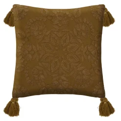 maxibazar Coussin Motif Brode Night Moutarde 40X40Cm- Textile Deco