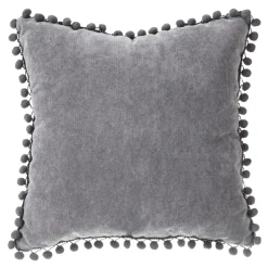 Atmosphera Coussin Pompons Gris Fonce 40X40Cm- Coussins Deco