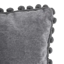 Atmosphera Coussin Pompons Gris Fonce 40X40Cm- Coussins Deco