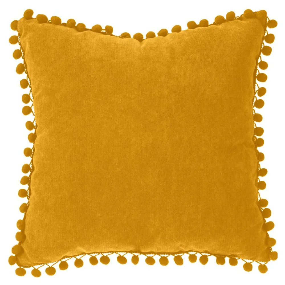 Atmosphera Coussin Pompons Ocre 40X40Cm- Coussins Deco