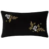 maxibazar Coussin Velours Brode Night Noir 30X50Cm- Textile Deco
