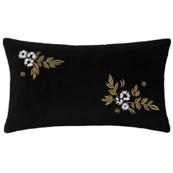 maxibazar Coussin Velours Brode Night Noir 30X50Cm- Textile Deco