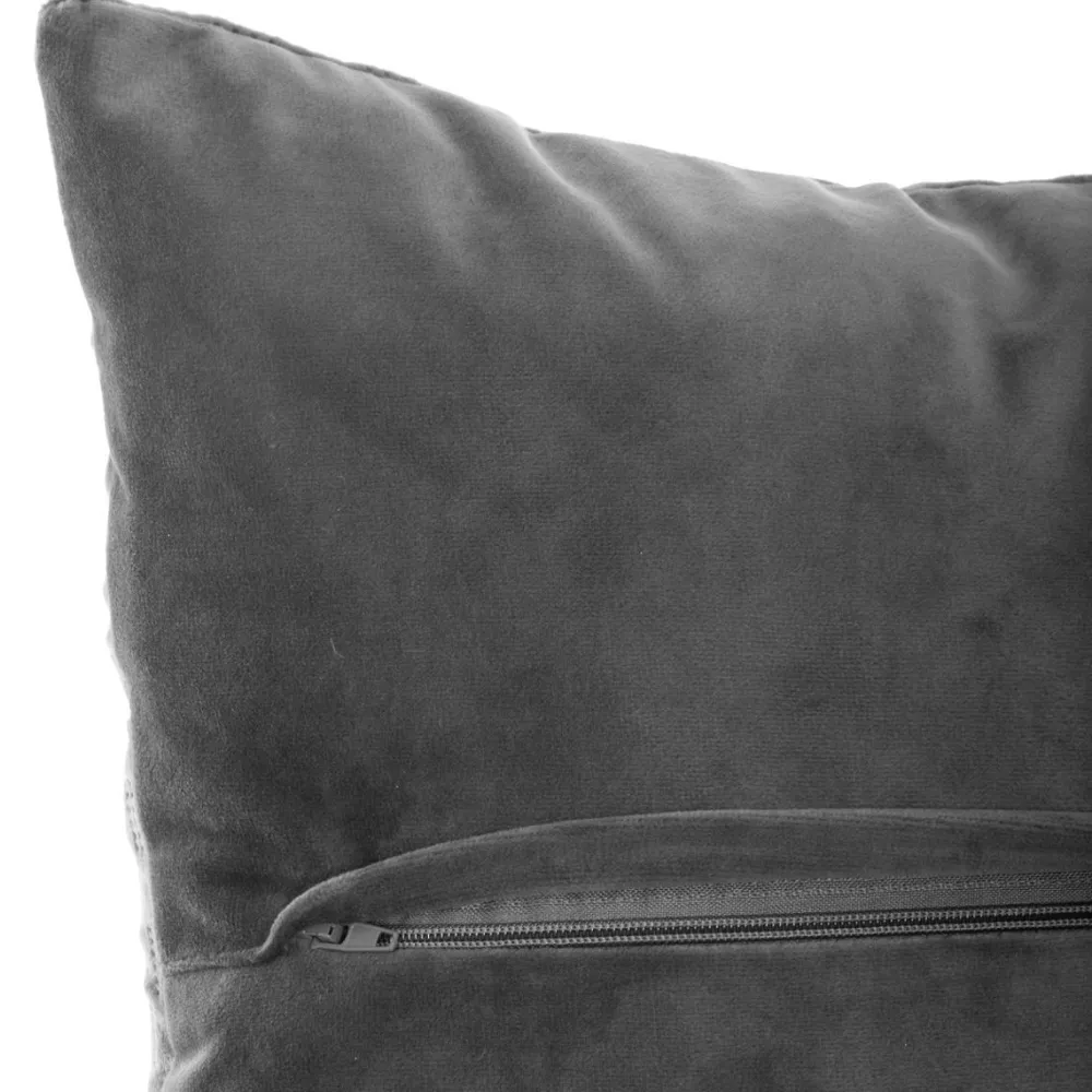Atmosphera Coussin Velours Dolce Gris 40X40Cm- Rideaux Occultants Et Coussins