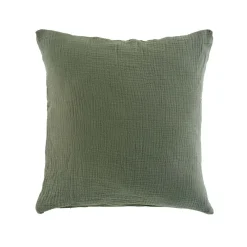 maxibazar Coussin 40X40Cm Gaze De Coton Uni Angelia Kaki- Rideaux Basiques Et Coussins