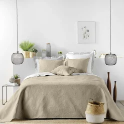 maxibazar Couvre Lit 2 Personnes Matelasse 220X240Cm Romane Naturel- Couvre-Lits, Boutis Et Edredons