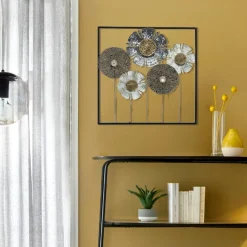 Atmosphera Deco Murale Metal Fleur 50X50Cm- Plaques Murales