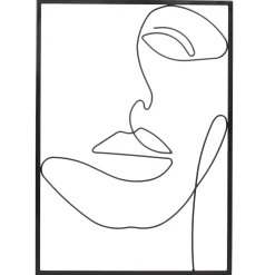 maxibazar Decoration Murale Filaire Noire Visage 32X45Cm- Toiles Et Tableaux