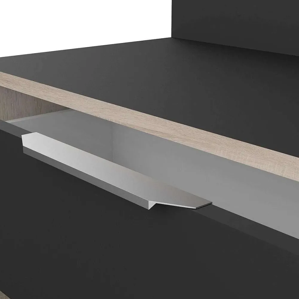 * Meubles De Cuisine>Desserte Cuisine En Bois Noir 2 Niches 1 Porte 1 Tiroir Mike