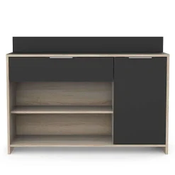 * Meubles De Cuisine>Desserte Cuisine En Bois Noir 2 Niches 1 Porte 1 Tiroir Mike