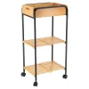 * Meubles Salle De Bain>Desserte Metal Sur Roulettes 1 Niche 2 Étagères Bambou Noir
