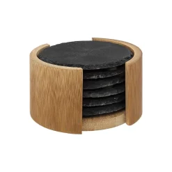 Cocktails Et Boissons|* Dessous De Verre Ardoise X6 Pièces Avec Rack