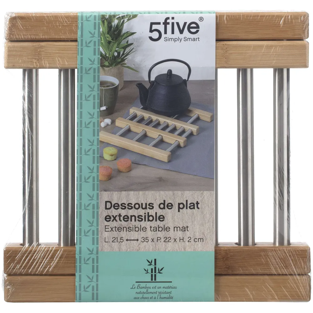 Cuisson|Five Dessous Plat Extensible Bambou Inox