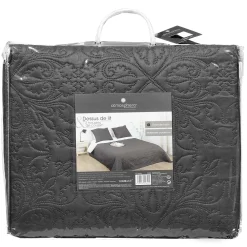 Atmosphera Dessus De Lit Arabesque Avec 2 Taies Gris Fonce 240X260Cm- Couvre-Lits, Boutis Et Edredons